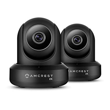 2-Pack Amcrest UltraHD 2K (3MP/2304TVL) WiFi Video Security IP Camera with Pan/Tilt, Dual Band 5ghz/2.4ghz, Two-Way Audio, 3-Megapixel @ 20FPS, Wide 90° Viewing Angle & Night Vision IP3M-941B (Black)