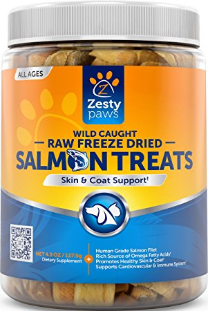 Pure Freeze Dried Salmon Filet Treats for Dogs & Cats - With Raw & Wild Caught Pacific Sockeye Salmon Fish - Omega 3 EPA   DHA Fatty Acids for Joint & Immune Support   Skin & Coat Health - 4.5 OZ
