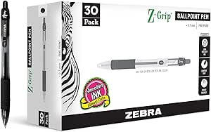 Zebra Pen Z-Grip Retractabe Ballpoint Pen, Fine Point, 0.7mm, Black Ink, 30-Pack