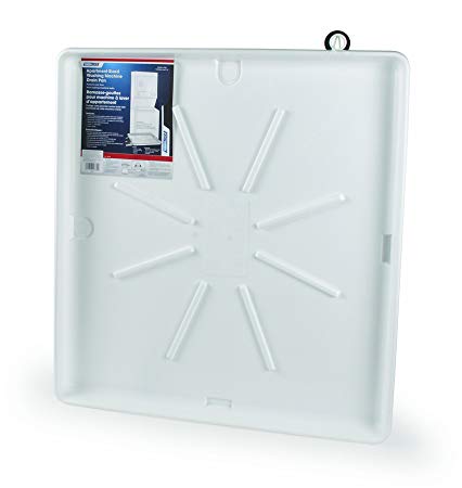 Camco 20762 30"OD x 28" Washing Machine Drain Pan for Stackable Units w/PVC Fitting (White)