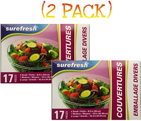 Reusable Stretch to Fit Food Covers, Variety Pack Cover-ups for Bowls Plates Cans Cups (2 pack)
