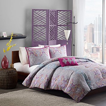 Comforter Girls Teen Bedding Set Pink Purple Yellow Paisley Pillows Update Your Rooms Look Instantly Full/queen or Twin/twin Xl (TWIN/TWIN XL)