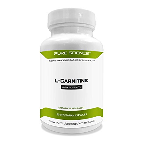 Pure Science L-Carnitine (L-Tartrate) 500mg – Supports Weight Loss, Optimizes Cellular Energy & Antioxidant Levels, Promotes Cognition – 50 Vegetarian Capsules of L-Carnitine Powder