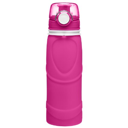 Hydrosak Collapsible Water Bottle with Carrying Handle, 750 ml | Folds Down for Compact Storage | Leakproof, Lightweight, Dishwasher Safe | Nontoxic, Odorless, Tasteless