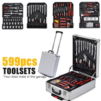 Yaheetech Tool Set Case Mechanics Kit Box Organize Castors Toolbox Trolley (599PCS)