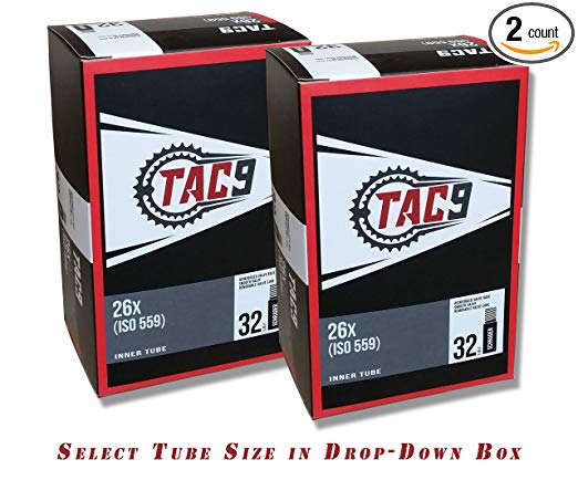 TAC 9 Bike Tubes, 26" Standard Schrader Valve - Select Your Size