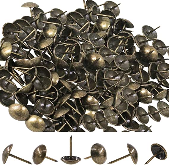300-Pack Antique Upholstery Tacks 7/16’’(11×17mm) Furniture Sofa Thumb Tacks Nails Pins Assortment Kit in Storage Box for Upholstered Furniture,Cork Board,DIY Projects,Home Decor,Bronze Jetmore