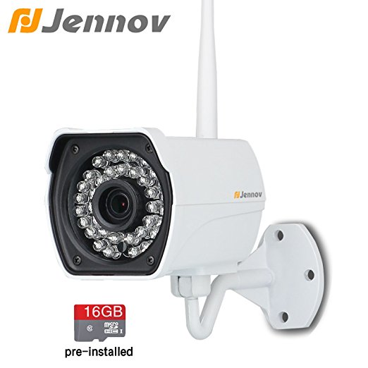 Jennov 720P Wifi Wireless Security IP Cameras Outdoor Waterproof With Built-in 16G MicroSD Card Day Night Vision Home Surveillance Cctv Bullet Network Camera