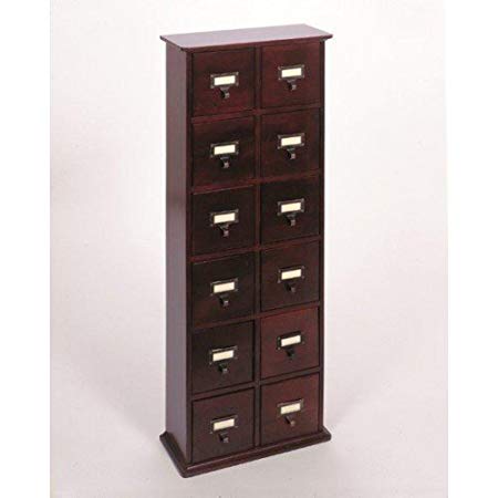 Leslie Dame CD-144C Library Style CD Storage Cabinet, Solid Oak, Cherry Finish