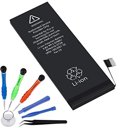 Replacement Battery for iPhone 5S & 5C by Vastar - Most Complete Tools Kit with 3.8V 1560 mAh Battery, Instructions and Repair Tools for iPhone5 Model