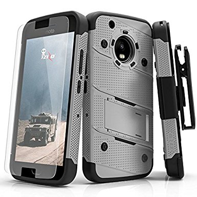 Motorola G5 Plus Case, Zizo [Bolt Series] w/ FREE [Motorola G5 Plus Screen Protector ] Kickstand [12 ft. Military Grade Drop Tested] Holster Clip