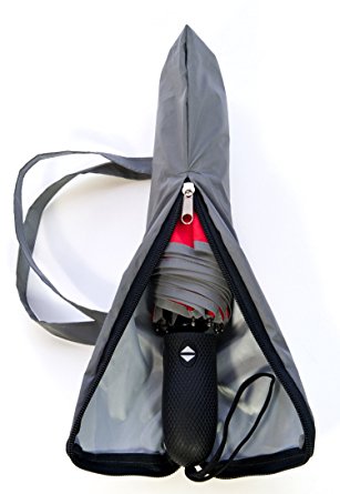 Compact Travel Umbrella in a Soft Foldable Waterproof Reflective Zipper Pouch