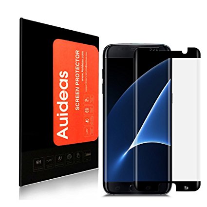 Samsung Galaxy S7 Edge Screen Protector, Auideas Tempered Glass Full coverage [Case Friendly][3D Curved Protection]HD Clear Tempered Glass Screen protector For Samsung Galaxy S7 Edge - Black