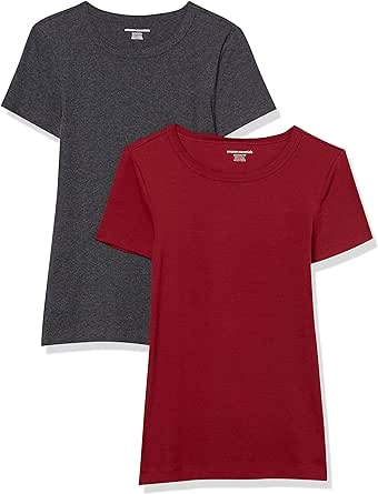 Amazon Essentials Women's Slim-Fit Short-Sleeve Crewneck T-Shirt, Pack of 2