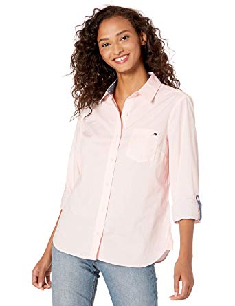 Tommy Hilfiger Womens Roll Tab Button Down Shirt