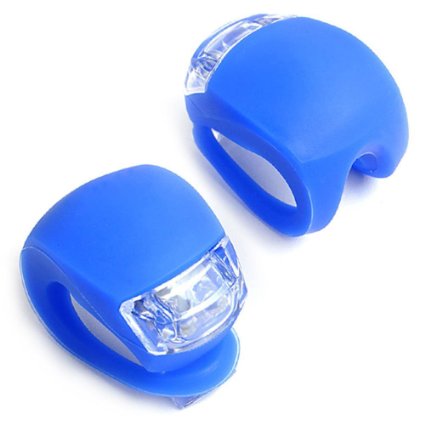 E-PRANCE New 2Pcs/Set LED Clip-On Silicon Band Bicycle Lights 3 Flashing Modes ,Blue