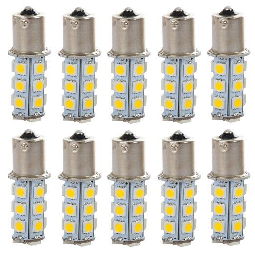 ZHOL®10 X 1156 1141 1003 BA15S 18-SMD RV Camper LED Light Bulbs(Warm White)