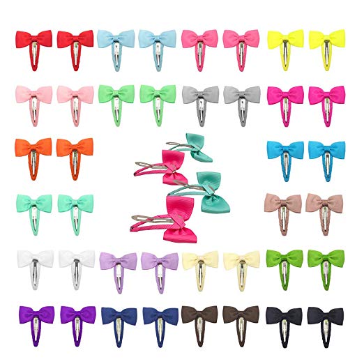 Ruyaa 2 Inch Hair Bows Snap Clips Barrettes for Baby Girls Toddlers Kids
