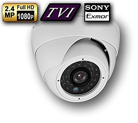 WattWire D-HKHDR1-FW 1080P HD TVI 3.6mm Fixed Lens Dome Camera with 24 IR LEDs for a Night Vision Range Up to 60'. SONY Exmor 2.4 Mega Pixel Image Sensor. Hikvision HD Turbo Compatible, Dual Output (TVI / 960h Analog). White.