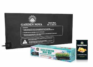 Seedling Heat Mat by Garden Nova - Durable and Waterproof Seed Starter Warming Pad - Ideal for Hydroponics Cloning Propagation Plant Germination (10" x 20.75") Free Bonus Seeds Included