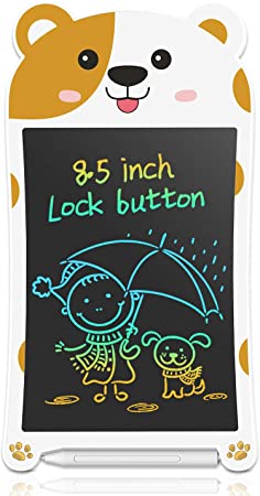 NEWYES LCD Drawing Board, 8.5 Inch Doodle Board Colored Scribble Writing Tablet Educational Learning Notepad for Kids- Brown