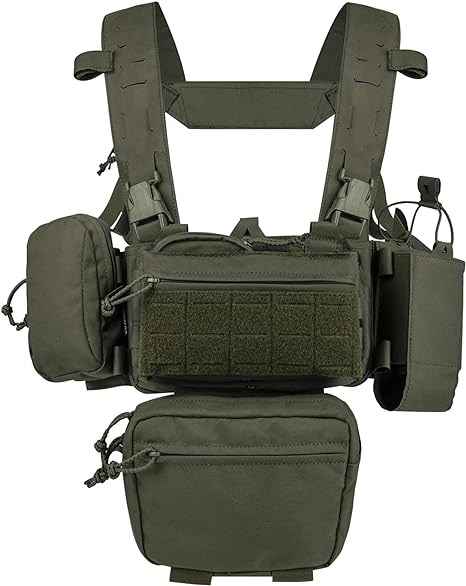 YAKEDA Tactical Chest Mini Rig Vest with Magazine Pouch Adjustable Detachable Laser-cutting Molle Modular Chest Vest