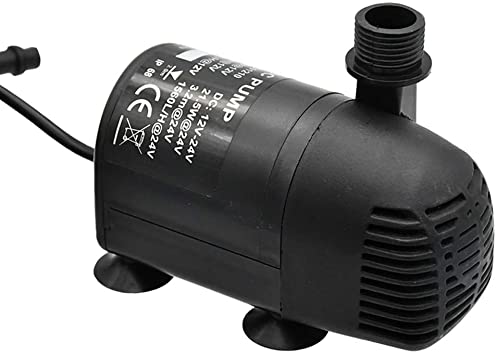 ECO-WORTHY 410 GPH Brushless Submersible Water Pump 12V-24V DC for Pond, Aquarium, Solar Fountain, Hydroponics with 16.4ft(5M) Power Cord, 2 Nozzles