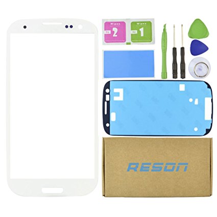 Reson® White Replacement LCD Screen Glass Lens Repair Kits for Samsung Galaxy S3 I9300 I747 T999 I535  Tools Kit dry/wet/dust Cleaning Paper adhesive Sticker Tape
