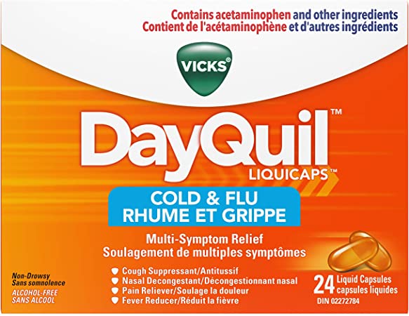 Vicks Dayquil Cold & Flu Liquid Capsules 24Ct- Packaging May Vary