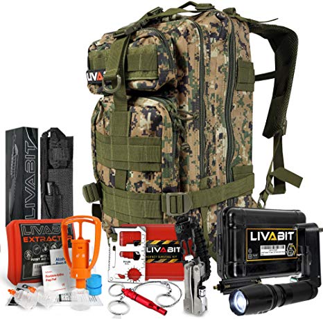 LIVABIT SOS Bug Out 3 Day Backpack First Aid Kit Emergency Survival Gear USMC MARPT