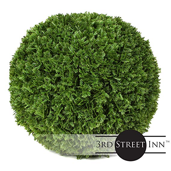 3rd Street Inn Cypress Topiary Ball - 7" Artificial Topiary Plant - Wedding Decor - Indoor/Outdoor Artificial Plant Ball - Topiary Tree Substitute (8, Cypress)