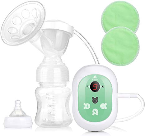 Lictin Electric Breast Pump-Smart Silicone Breast Pump Breast Milk Pump Breast Milk Catcher 100% Food Grade BPA Free 2 Modes 9 Levels Adjustment with LED Display and 2 Nursing Pads