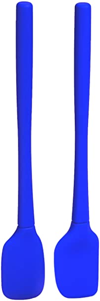 Tovolo Flex-Core All Silicone Mini Spatula & Spoonula, Stratus Blue - Set of 2