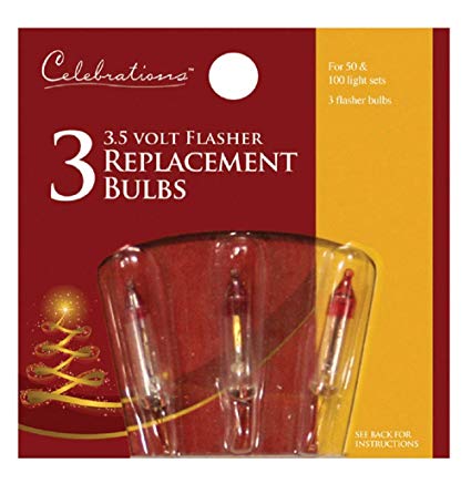 Celebrations 1127-71 Mini Flasher Replacement Bulbs 3.5 V Multi-Colored, Clear