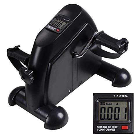 ReaseJoy Arm and Leg Pedal Exerciser with LCD Display Mini Exercise Bike Fitness Cycling Resistance Adjustable Black