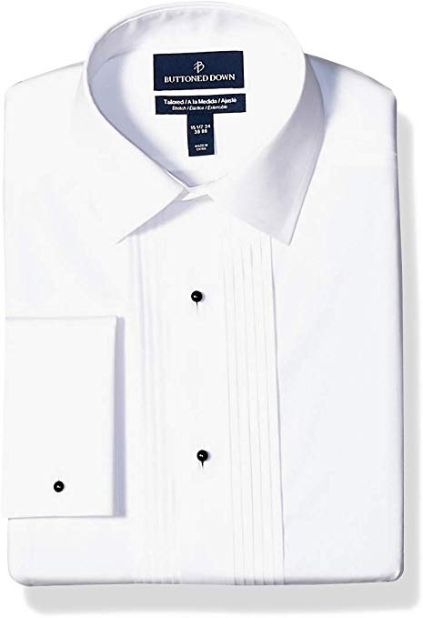 Amazon Brand - BUTTONED DOWN Men's Tailored Fit Bib-Front Tuxedo Shirt, Supima Cotton Easy Care, Spread-Collar