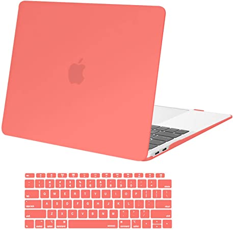 MOSISO MacBook Air 13 inch Case 2020 2019 2018 Release A2337 M1 A2179 A1932, Plastic Hard Shell Case & Keyboard Cover Only Compatible with MacBook Air 13 inch with Retina Display, Living Coral