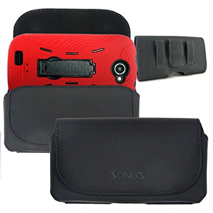 New Frontier (Tm) Belt Clip & Loops Leather Pouch for BLU Studio 5.0 Series, Fits phone and HVD Case (Pouch Holster XXXL)