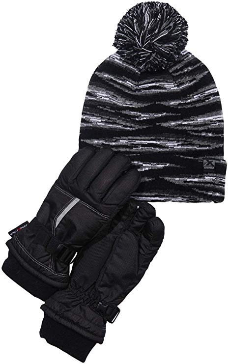 ZeroXposur Apex Boys Thinsulate Winter Gloves and Hat Set