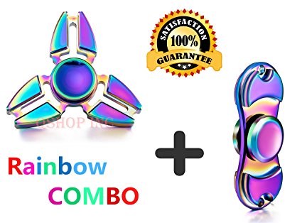 Krazy Spinner RAINBOW Spinner Metal Hand Spinner EDC Fidget Toy Stress Reducer Perfect for ADHD EDC Hand Killing Time Guarantee 3-5 min SpinTime 2 PACK