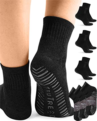 TruTread Non Slip Socks for Men - 6 Pairs Yoga Socks with Grips for Men | Gripper Socks for Men | Non Skid Socks for Men