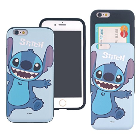 iPhone 8 / iPhone 7 Case DISNEY Cute Slim Slider Cover : Card Slot Shock Absorption Shockproof Dual Layer Protective Holder Bumper for iPhone8 / iPhone7 (4.7inch) Case - Stitch Smile
