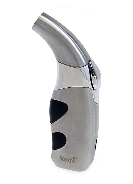 Scorch Torch Refillable Matador Single Jet Flame Butane Torch Cigarette Cigar Lighter (Silver)