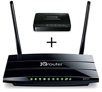 IQrouter – IQR3600BDL DSL Bundle - Self-Optimizing router with dual band WiFi adapts to your line for improved quality and matched DSL modem
