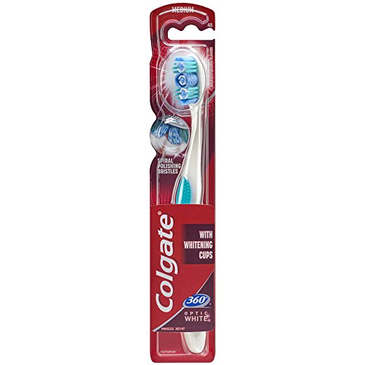 Colgate 360 Optic White Full Head Toothbrush, Medium