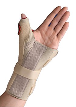 Thermoskin Carpal Tunnel Brace Wrist Support with Thumb Spica, Left, Medium, Beige