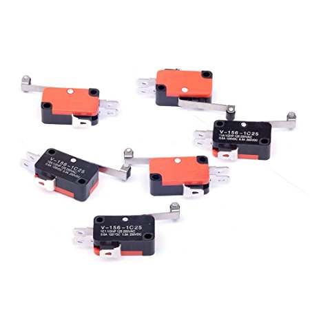 Cylewet 6Pcs V-156-1C25 Micro Limit Switch Long Hinge Roller Momentary SPDT Snap Action for Arduino (Pack of 6) CYT1046