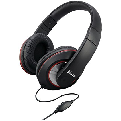 iHome iB40B Over-the-Ear Headphones with Volume Control, Black