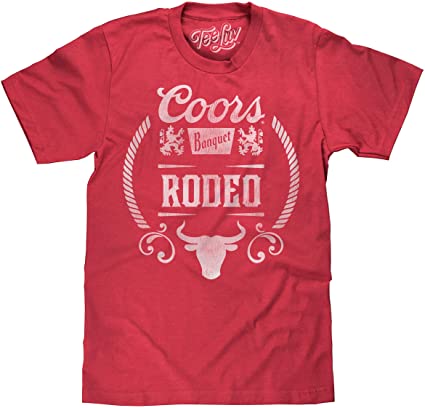 Tee Luv Coors Banquet Rodeo Bull T-Shirt - Red Coors Beer Shirt