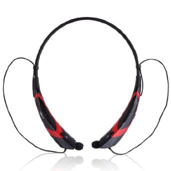 Bluetooth Headset,yikuer S760 Wireless Bluetooth 4.0 Music Stereo Universal Headset Headphone Vibration Neckband Style for Cellphone for Iphone Ipad Samsung Lg (Black red)